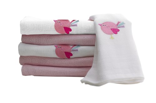 Lollipop Lane, Toallas de muselina pájaro rosado, 6 piezas