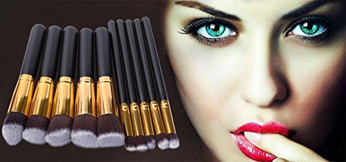 Eleacc 10tlg Make UP Pinsel Pinselset Gesichtspinsel Schminkpinsel Kosmetikpinsel Kosmetik Brush Schwarz - 2