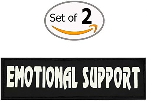EMOTIONAL SUPPORT Dog Patches 2*6" by Reopet - Night-Luminous Reflective Vest Harness Patches - 2 Pack