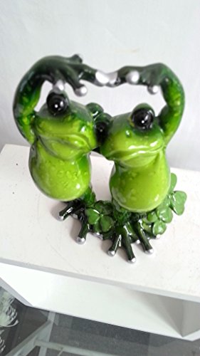 Froschpaar tanzend, gras-grün, 13 cm, formano Gartendeko - 3