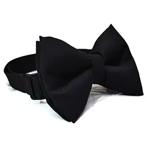 That Dog In Tuxedo Midnight Black Solid Colour Dog Bow tie (Size - M-L)