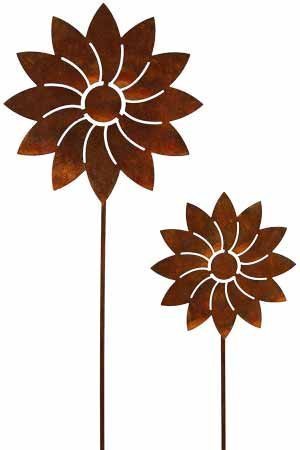 Rost Blume Modern 57 Stecker Dekoration Edelrost Garten Metall