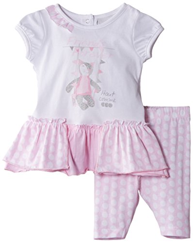 3Pommes Baby-Girls Dress Leggings Polka Dot Clothing Set, Light Pink, 3-6 Months (Manufacturer Size:3 Months)