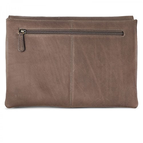 ROYALZ Schutztasche Leder für Apple MacBook 12 Zoll Tasche (ab 2015) mit Retina Display Schutzhülle Lederhülle Notebook Case Retro Vintage Look Leder grau /braun - 3