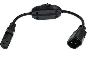 DRRI PDU UPS Power Cord Cable 100-250V, IEC 320 C14 to C13 with On/Off Switch 1ft/30CM