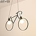 Produktbild BESPD Nordic minimalistischen Bügeleisen Kinder Fahrrad radfahren Kronleuchter Deckenlampe Anhänger mit kein Licht an Licht Schwarz)