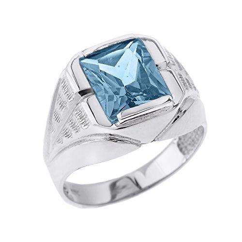 Kleine Schätze Herren Ring/Verlobungsring/partnerring 925 Sterling Silber Aquamarin Ring
