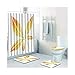 Produktbild SonMo 4-Teiliges Badzimmer Teppich Duschmatte Wc-Deckel WC Teppich Set Polyester Anti Bakteriell Wasserdicht Badezimmer Vorhänge Duschvorhangringen Kuss Lippen Herzherbstblatt Gelb