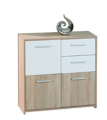 Inter Link Links 19300350 Eboli Commode 3 Portes/2 Tiroirs Chêne de Sonoma 77 x 30 x 77 cm