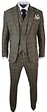 anzug 60er stil Neue Kollektion Herrenanzug 3 Teilig Braun Klassisch Tweed Fischgräte Kariert Eng Tailliert Vintage