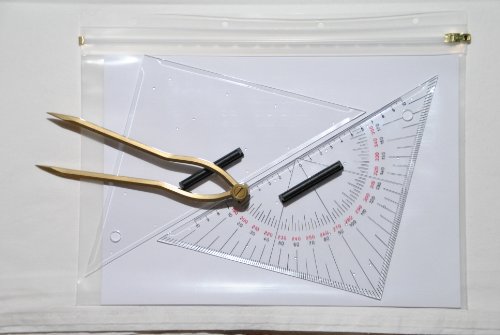 Navigationsbesteck – Navigationsset – Marinezirkel + 2 Dreiecke +Tasche - 2