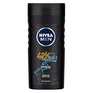 NIVEA Men Body Wash, 42k, 250 ml | with Silver Ions Technology for Max Freshness | 3 in 1 Shower Gel for Body, Face & Hair