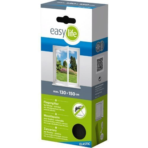 Preisvergleich Produktbild Insektenschutz Fliegengitter 130 x 150 cm anthrazit elastisch Fenstergitter