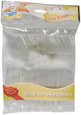 FORKS - Clear Plastic Disposable Cutlery (Pack of 36)