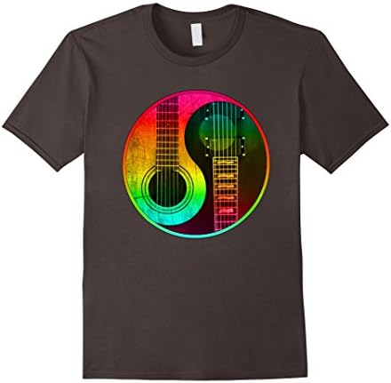 Men's Yin-Yang Colorful Rock Guitar T-Shirt For Men Women XL Asphalt