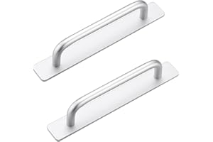 HWTONG 2 Tiradores Autoadhesivos para Muebles, 148 mm Tirador de Armario de Aluminio, para Cocina, Dormitorio, Puerta Corredera（Plateado）