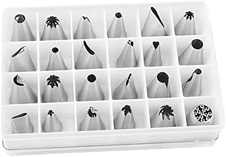 DRFUNDA 24pcs Icing Piping Nozzles Pastry Tips Sugar craft Decorating Tool Box Set