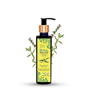 Blue Nectar Anti Dandruff and Healthy Scalp Hair Cleanser Shampoo with Bhringraj, Shikakai, Suitable for Colored Hair, Dry Frizzy Hair (200 ml)