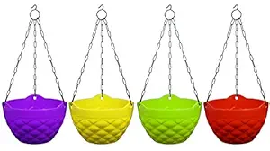 KHOJI Diamond Hanging Pots (Set of 4 Multicolored Pots)