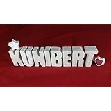 Beton, Steinguss Buchstaben 3D Deko Namen KUNIBERT mit Stern und Herzklammer als Geschenk verpackt! Ein ausgefallenes Geschenk zur Geburt, Taufe, Geburtstag, Namenstag oder auch zu Weihnachten!
