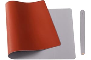 Morain Leather Desk Mouse Pad,Non-Slip PU Leather Office Desk Mat,Waterproof Laptop Desk Pad for Office and Home(Brown/Grey, 80x40cm)