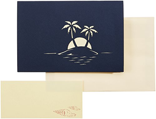 LIN-POP UP 3D Grußkarten Glückwunschkarten Ruherstandkarten Urlaubskarten, Reisegutschein, Palmen Inseln Hängermatte - 2