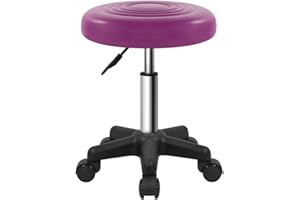 FURWOO Round Rolling Stool with Wheels Swivel Stool Chair for Salon Massage Home Kitchen Spa Stool Purple