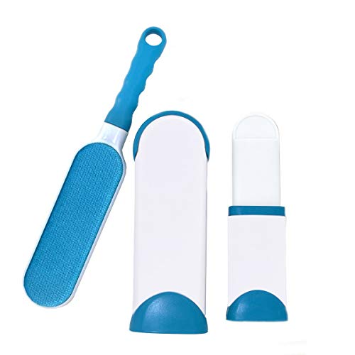 Elsatsang0 Remueve-Pelusa Mágico-Removedor de Pelaje de Mascota- Reutilizable, con Cepillo Limpiador Compacto?Azul?