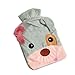 Cute Green Dog Hot Water Bottle with Fleece Cover, Large Capacity