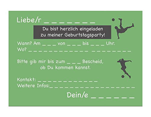 Set: 15 Einladungskarten Kindergeburtstag: Fussball Geburtstagseinladungen Einladungen Geburtstag Kinder Jungen Mädchen - 3