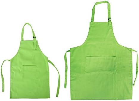 Opromo Colorful Cotton Canvas Aprons for Kids and Adults with Pocket, Artist Apron and Chef Apron in Set (18 Colors, 5 Sizes)
