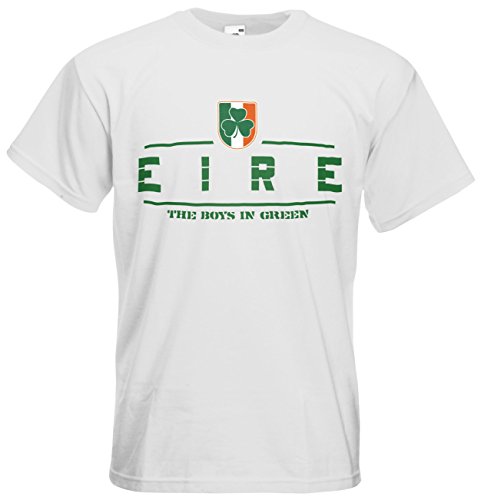 Irland Eire EM 2016 Fanshirt T-Shirt Trikot (Weiß, XXL)