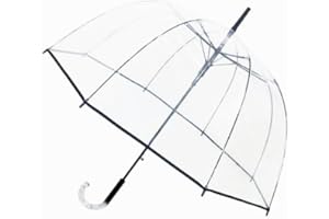 SMATI Parapluie - Anti-Vent - 8 baleines en vrais fibres - transparent - long cloche - EXTREME SOLIDE