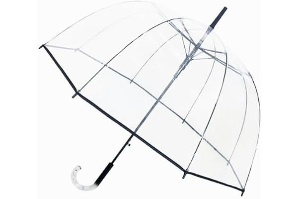 SMATI Parapluie - Anti-Vent - 8 baleines en vrais fibres - transparent - long cloche - EXTREME SOLIDE