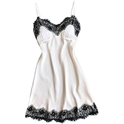 MORCHAN❤️Femmes Lingerie Sexy Dentelle Lingerie De Nuit sous-vêtements Robe Babydoll Robe De Nuit(XL,Blanc)