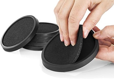 Silicone Drink Coasters with Absorbent Soft Felt Insert Set of 6 (Black) by Comfortena - Unique New Design Two in One Coaster