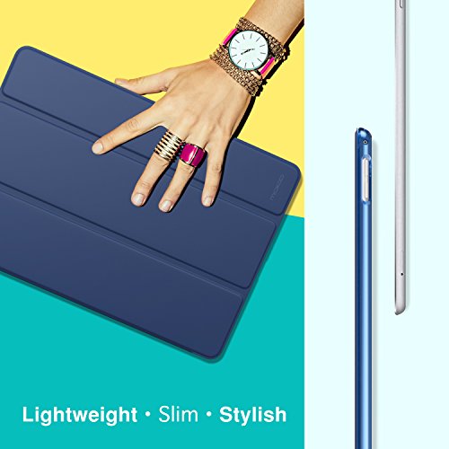 MoKo Hülle für Neu iPad Pro 12.9 2017 – PU Leder Tasche Schutzhülle Schale Smart Case mit Translucent Rücken Deckel, mit Auto Schlaf / Wach Funktion und Stanfunktion für Apple New iPad Pro 12.9 Zoll 2017 Tablet, Marineblau - 6