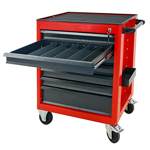ADB Werkstattwagen Werkzeugwagen Cartec 7 Schubladen leer unbestückt fahrbar Rollwagen Montagewagen kugelgelagerte Schubladenschienen Max. Belastung 300 kg abschließbar Riffelgummiabdeckung Stahlgriff