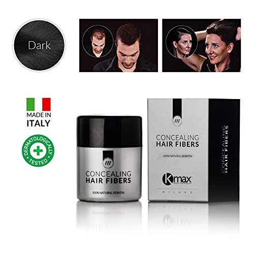 K-Max 12.5 G NOIR Poudre de Cheveux 100% Naturelle - Donne du Volume, Masque l'alopécie