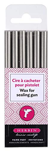 J.Herbin 35805T - Cera para pistola de sellado (6 unidades), color plateado