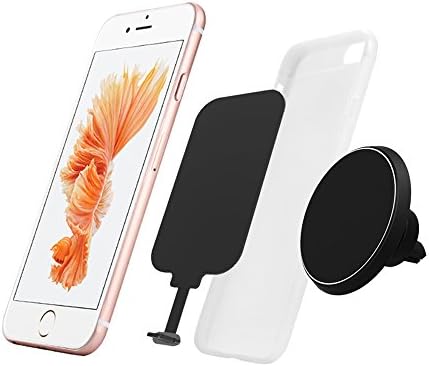 Magnetic Car Charger Mount, Uninted Power Wireless Qi Standard Mobile Cell Phone Air Vent Magnet Car Mount Holder Cradle and Charger for iPhone 5/5S/6/6 Plus/6s/6s Plus/7/7 Plus (iPhone)