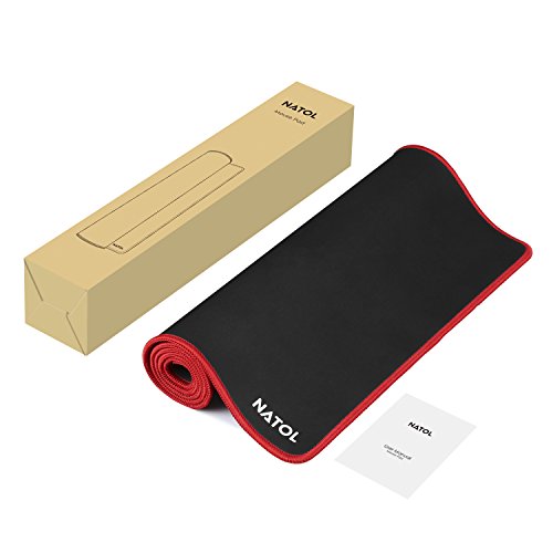 NATOL Alfombrilla Rat  n Gaming  900x400mm Grande Mouse Pad Resistente al Agua XXL Alfombrilla con Base de Goma Antideslizante  Tela  Soporte para PC y Port  til  Rojo