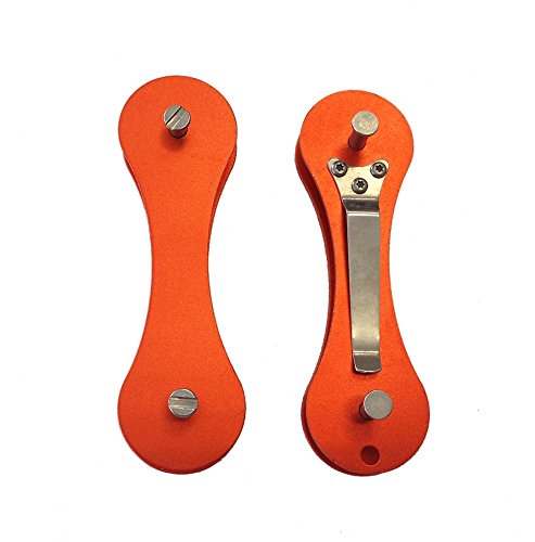 Improhome Organizador de Llaves y Accesorios Guardallaves de Bolsillo Fabricado en Aluminio y Acero Inoxidable Llavero Compacto Inteligente Tamaño Grande (De 4 a 14 Llaves) - Naranja