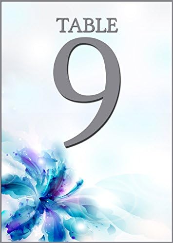 Toppers and Invites Blue Hibiscus Table Numbers for Wedding or Party Numbers 1-10 & Top table
