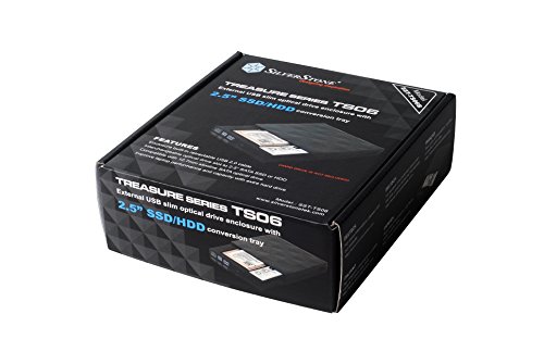 SilverStone SST-TS06 – Externes USB 2.0 2,5″ Festplattengehäuse für 12,7 mm Slimline SATA-SSDs oder -HDDs inklusive SSD/HDD-Einbaurahmen-Adapter für den Einschub in den ODD-Notebook-Schacht, schwarz - 3