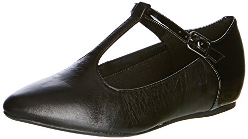 Clarks Women's Ballet Flats T-Bar Shoes Coral Garden Black Leather