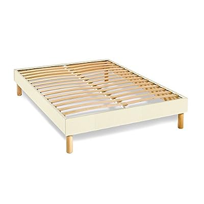 Générique Sommier en Kit 14 lattes nues, coutil tissu coton 140x190cm, coloris écru