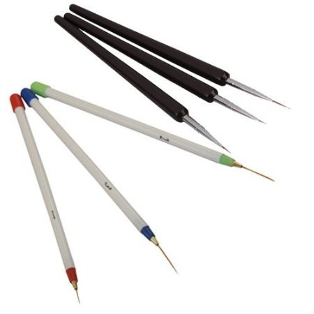 3 Pcs Sable Nail Art Line Drawing Brushes + 3 Pcs Dotting Pen Detailer Liner and Striper Tool Set from Crossover