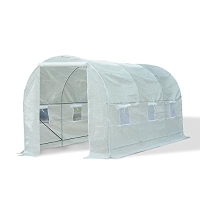 Outsunny Serre de Jardin Tunnel Surface Sol 9 m² 4,5L x 2l x 2H m châssis Tubulaire renforcé 18 mm 6 Fenêtres Blanc Neuf 73