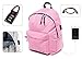 Produktbild Leonardo Rucksack Casual Klassische Gepolsterte portaPC mit Taschen und Stecker USB, 24 l für Schule, Wandern und Reisen. Tetto Curvo Rosa scuro
